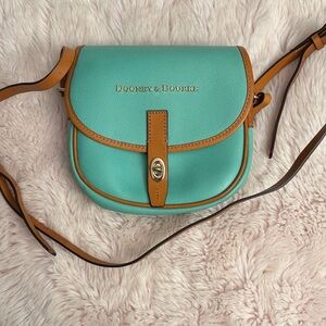 Dooney & Bourke Aqua and Tan Crossbody Bag